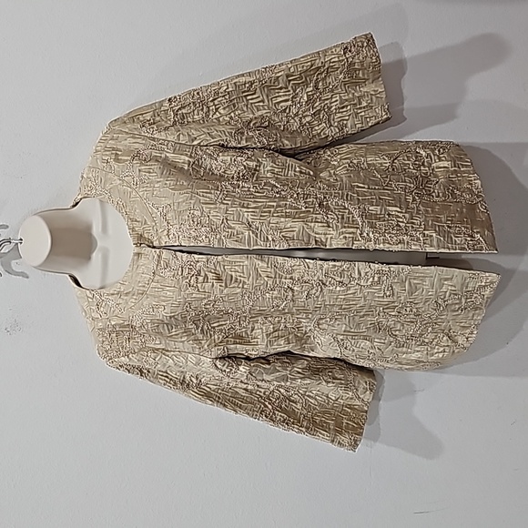 Chicos Jacket Blazer Size L (2) Metallic Long Sleeve Embellished Beaded Party - Picture 5 of 11